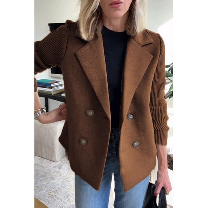 Damen Wollmantel – Tailored Fit – Zweireihig – Gerippte Ärmel – Reverskragen 2