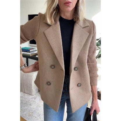 Damen Wollmantel – Tailored Fit – Zweireihig – Gerippte Ärmel – Reverskragen 3
