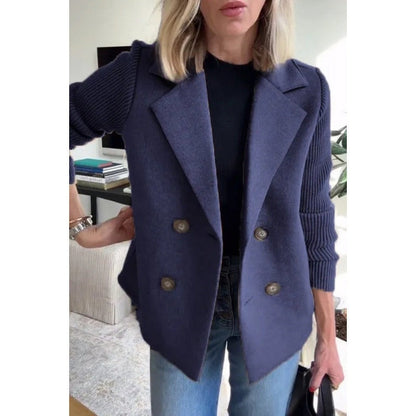 Damen Wollmantel – Tailored Fit – Zweireihig – Gerippte Ärmel – Reverskragen 4