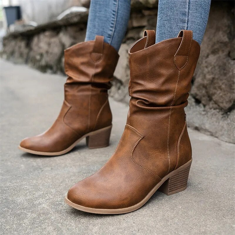 Damenstiefel Schwarz aus Leder im Western Stil – Größen 36 bis 42, Bequeme und Elegante Stiefel für jeden Anlass 5
