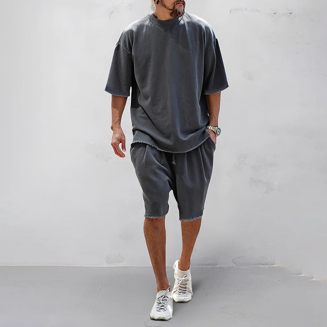 Variant image for Herren Set Hellgrau Größe M Polyester – Lässiges Freizeitoutfit für Sommeraktivitäten-11