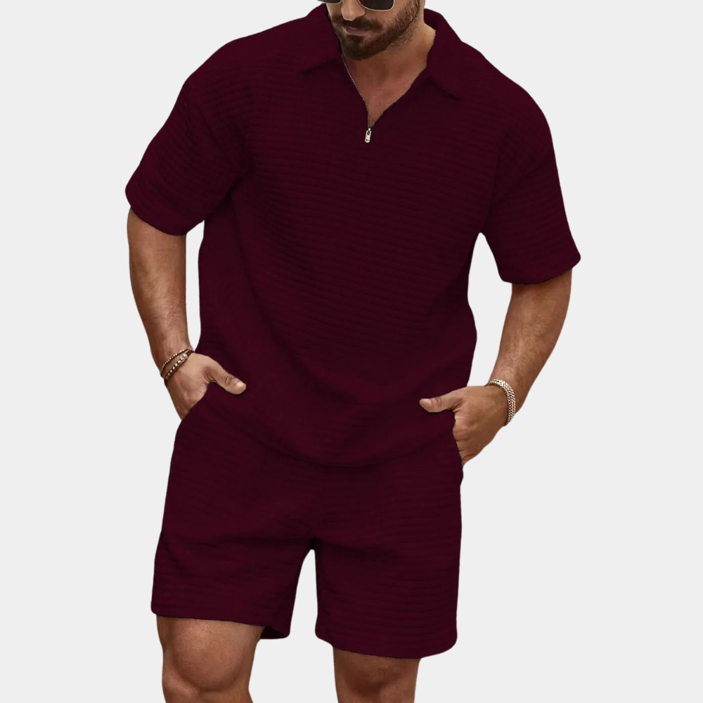 Herren Set Kurzarm Polo und Shorts Atmungsaktives Material-6