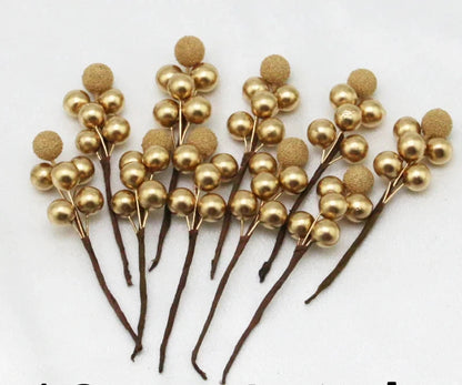 Dekorative Yangmei Beeren Set 10 Stück Schaumstoff Gold für Festliche Dekoration 0
