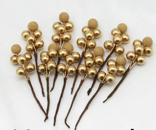 Dekorative Yangmei Beeren Set 10 Stück Schaumstoff Gold für Festliche Dekoration 0
