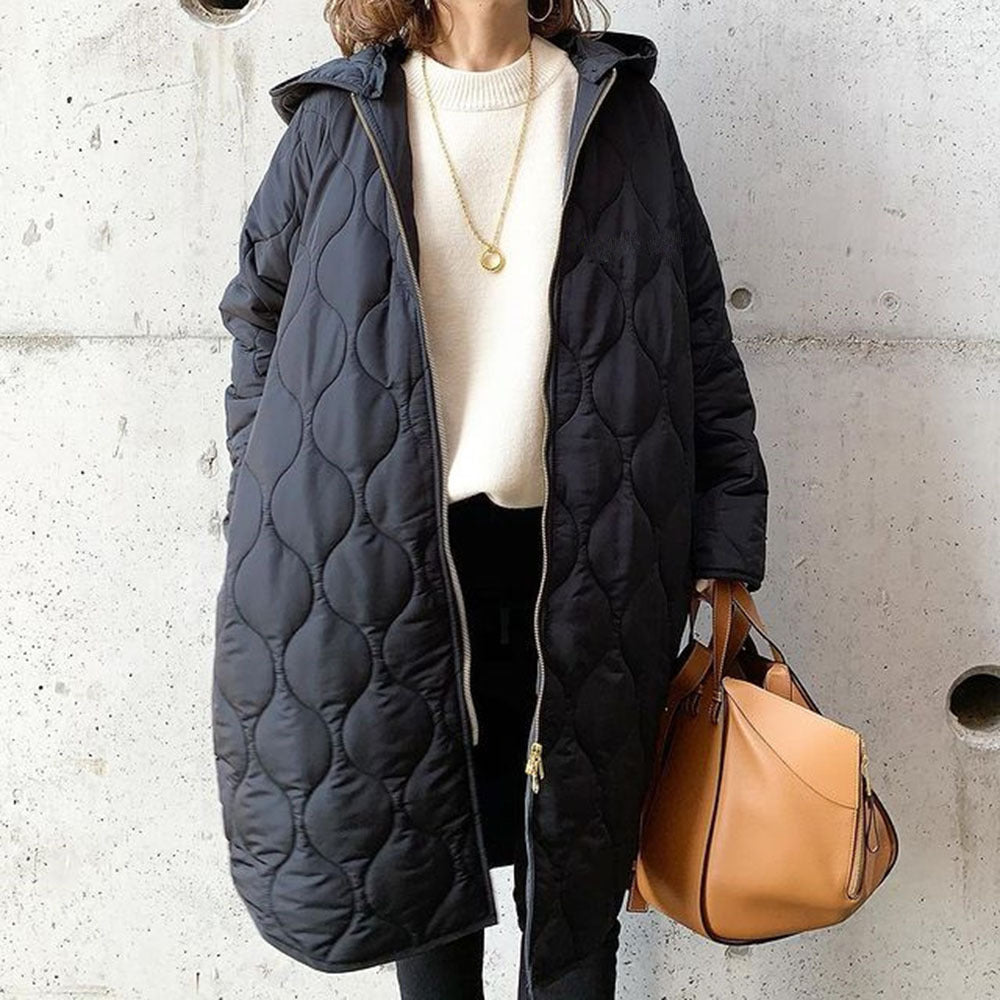 Durable Hooded Women's Casual Mid-Length Coat – Non-Stretch, Perfect for All Seasons 0