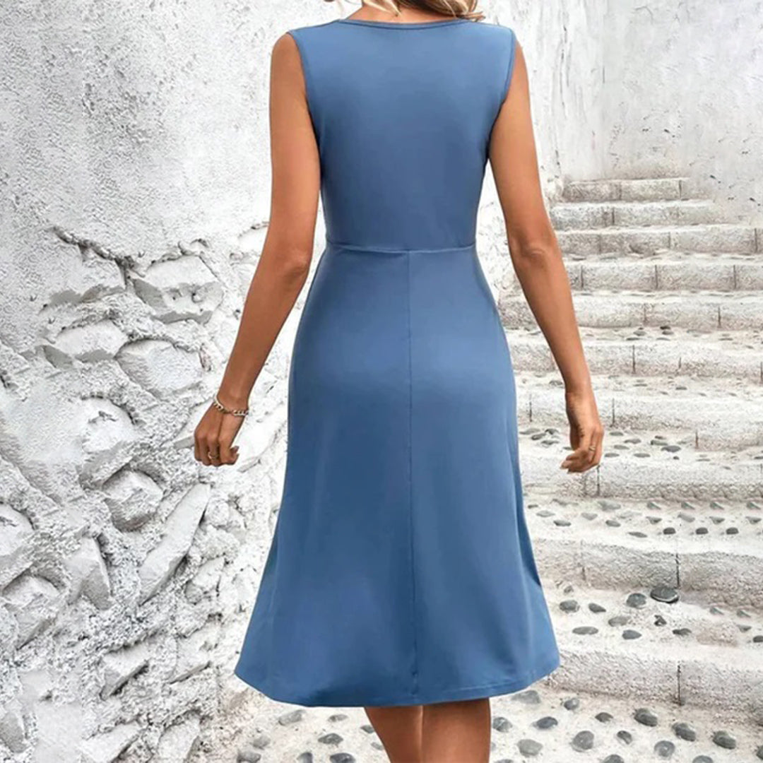 Luftiges Midi Sommerkleid Damen - Ärmellos, Knielang, Bequem & Elegant-6