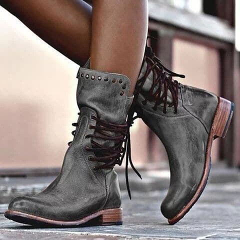 Elegante Vintage Lederstiefel für Damen – Halblang, Hochwertiges Leder, Perfekt für Jeden Anlass 1