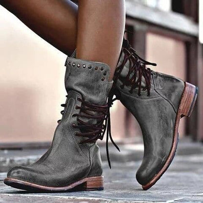 Elegante Vintage Lederstiefel für Damen – Halblang, Hochwertiges Leder, Perfekt für Jeden Anlass 1