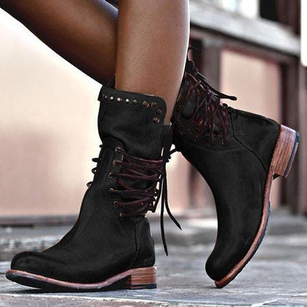 Elegante Vintage Lederstiefel für Damen – Halblang, Hochwertiges Leder, Perfekt für Jeden Anlass 2