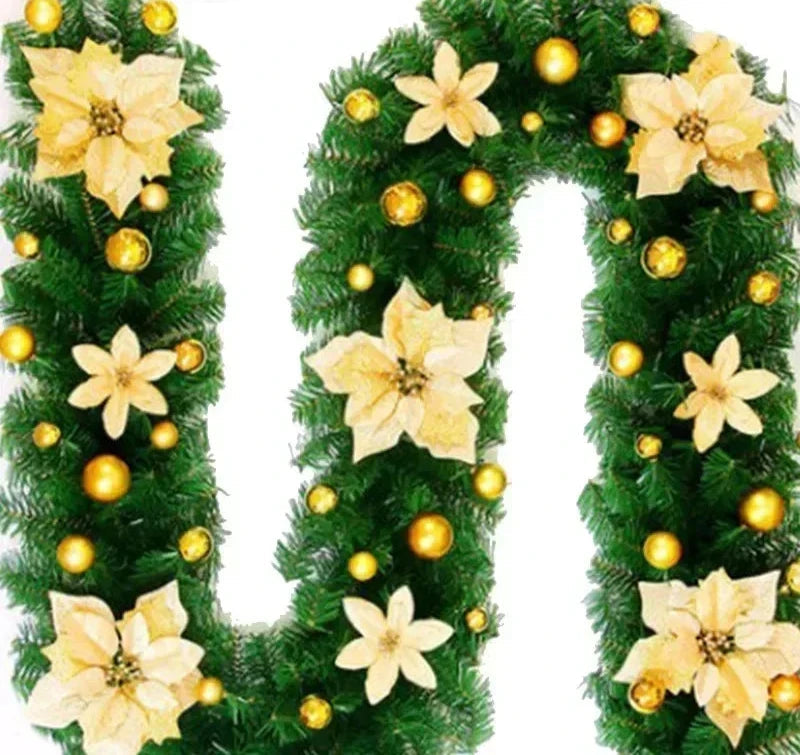 Elegante Weihnachtsbanner mit LED-Beleuchtung aus Rattan 270 cm 0