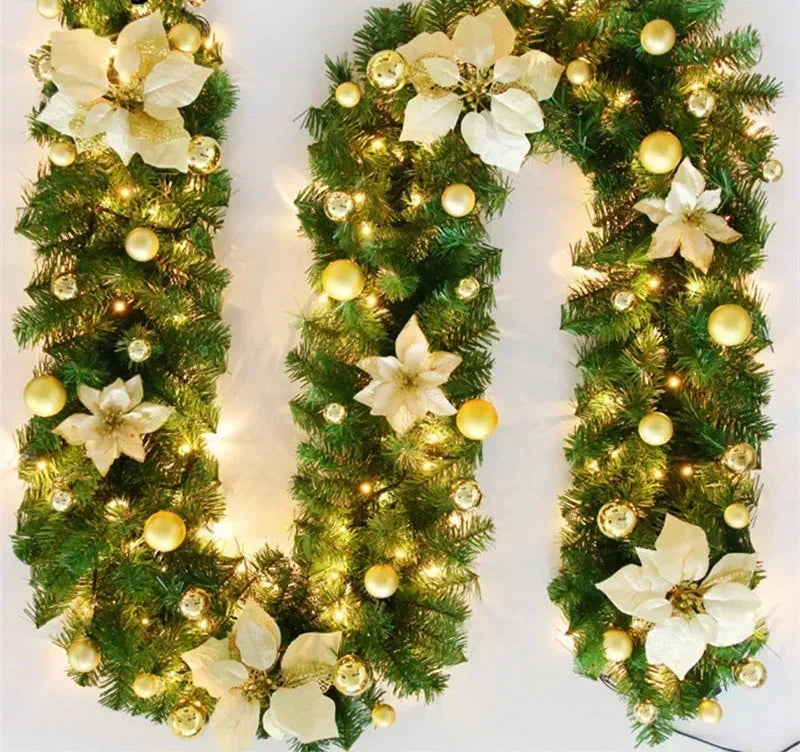 Elegante Weihnachtsbanner mit LED-Beleuchtung aus Rattan 270 cm 1