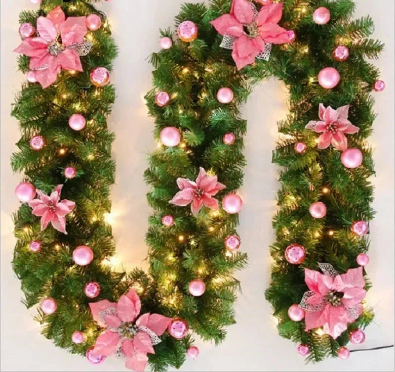 Elegante Weihnachtsbanner mit LED-Beleuchtung aus Rattan 270 cm 4