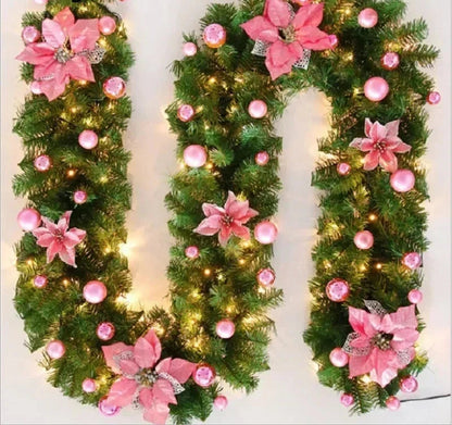 Elegante Weihnachtsbanner mit LED-Beleuchtung aus Rattan 270 cm 4
