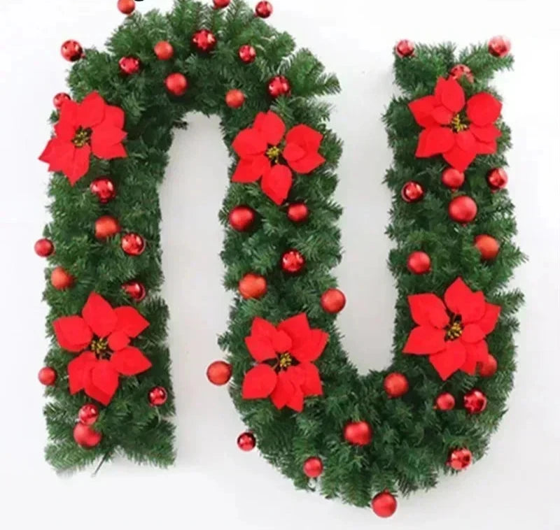 Elegante Weihnachtsbanner mit LED-Beleuchtung aus Rattan 270 cm 6