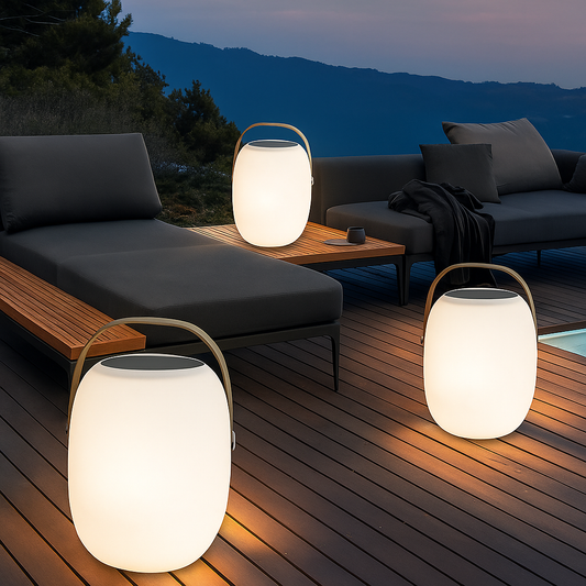 Elegante tragbare Solar-Terrassenlampe 0