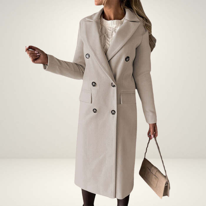 Women's versatile coat with double-breasted design – elegant timeless for autumn & winter