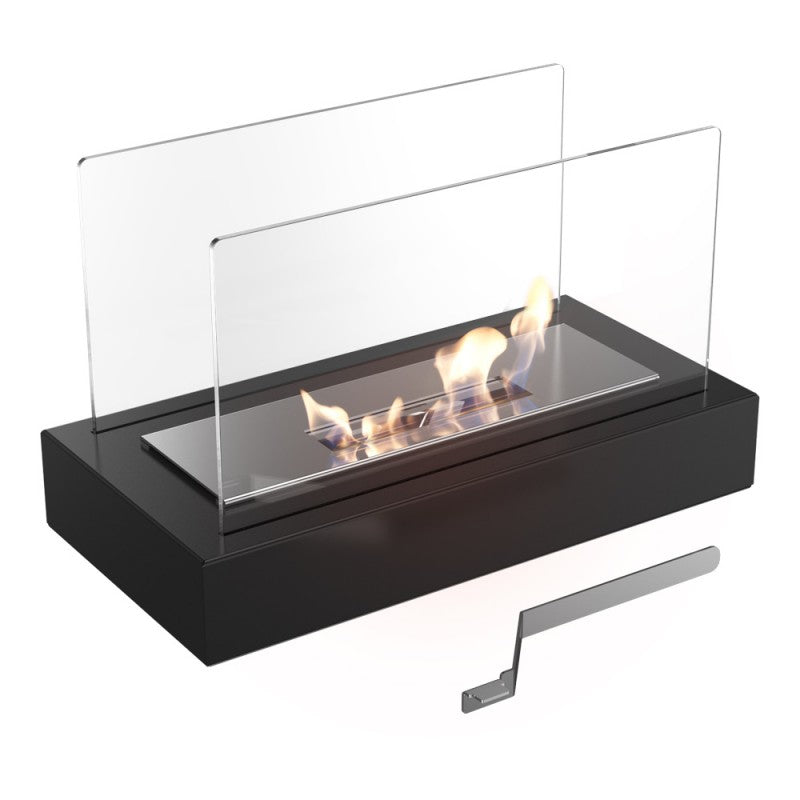 Eleganter Tischkamin aus Glas und Stahl – Tragbarer Bioethanol Kamin für Innen- und Außenbereiche, Tischfeuer mit Stil und Wärme 8