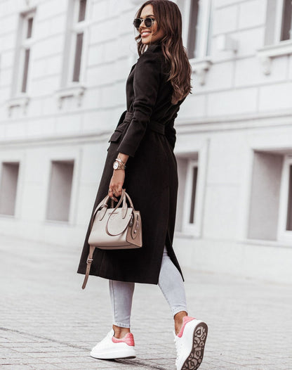 Women's Classic Trench Coat – Elegant With Belt for Autumn & Winter