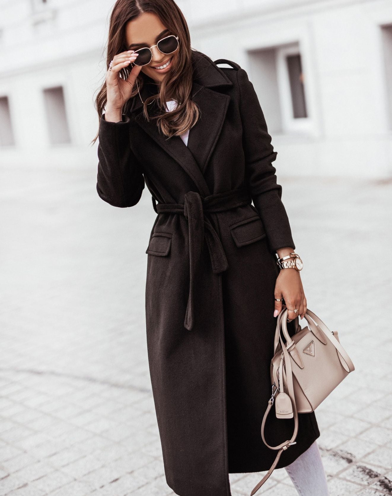 Women's Classic Trench Coat – Elegant With Belt for Autumn & Winter