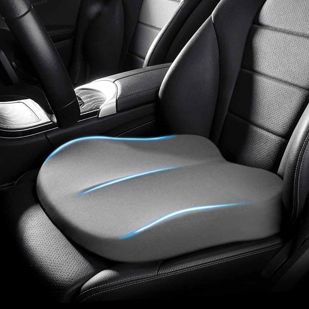 Ergonomisches Autositzkissen mit Gedächtnisschaum für besseren Komfort und Sichtfeld, 43 x 43 cm, Polyester 12