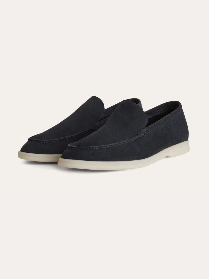 Ethan | Elegante Atmungsaktive Suede Loafers in Marineblau 0