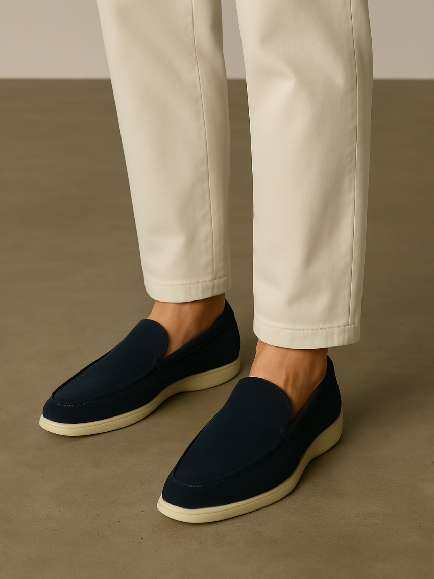 Ethan | Elegante Atmungsaktive Suede Loafers in Marineblau 4