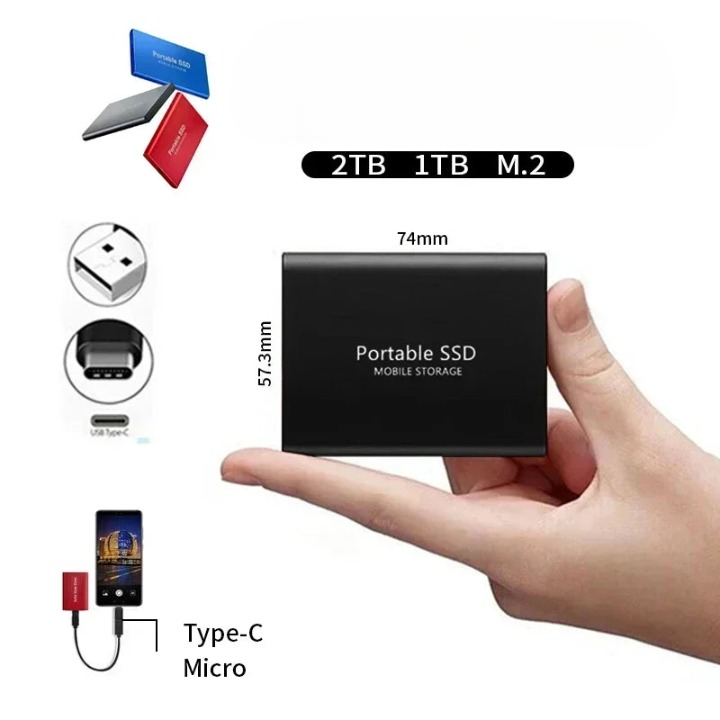 Externe SSD Festplatte Kompakt Hochgeschwindigkeit Tragbar 256GB bis 2TB 4