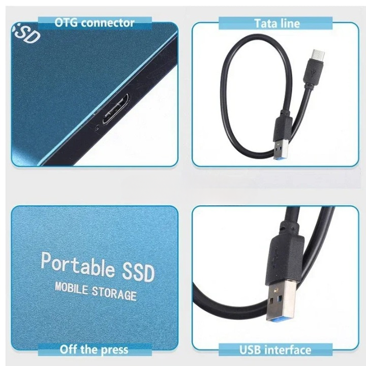 Externe SSD Festplatte Kompakt Hochgeschwindigkeit Tragbar 256GB bis 2TB 5