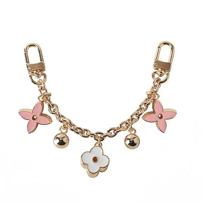 Fashion New Product Black and White Four Leaf Old Flower Trendy Jewelry Bag Decoration Chain Phone Decoration Pendant Accessory 2