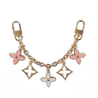 Fashion New Product Black and White Four Leaf Old Flower Trendy Jewelry Bag Decoration Chain Phone Decoration Pendant Accessory 3