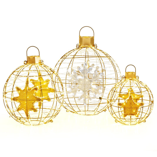 FestiveSpheres – 3 Stück LED-Weihnachtskugeln als hängende und stehende Dekoration 0