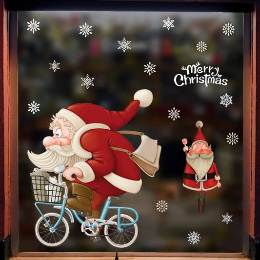 Festliche Weihnachtsfensterdeko – Wiederverwendbare PVC-Glasstickers mit Santa und Weihnachtsbaum, 19 x 36,5 cm 0