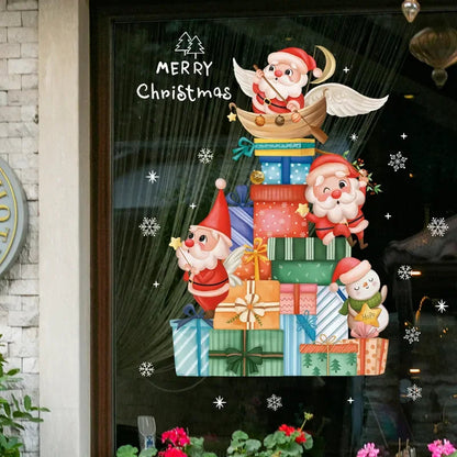 Festliche Weihnachtsfensterdeko – Wiederverwendbare PVC-Glasstickers mit Santa und Weihnachtsbaum, 19 x 36,5 cm 5
