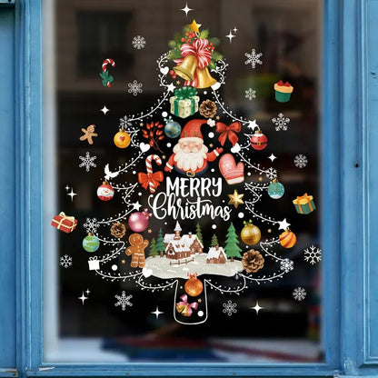 Festliche Weihnachtsfensterdeko – Wiederverwendbare PVC-Glasstickers mit Santa und Weihnachtsbaum, 19 x 36,5 cm 6