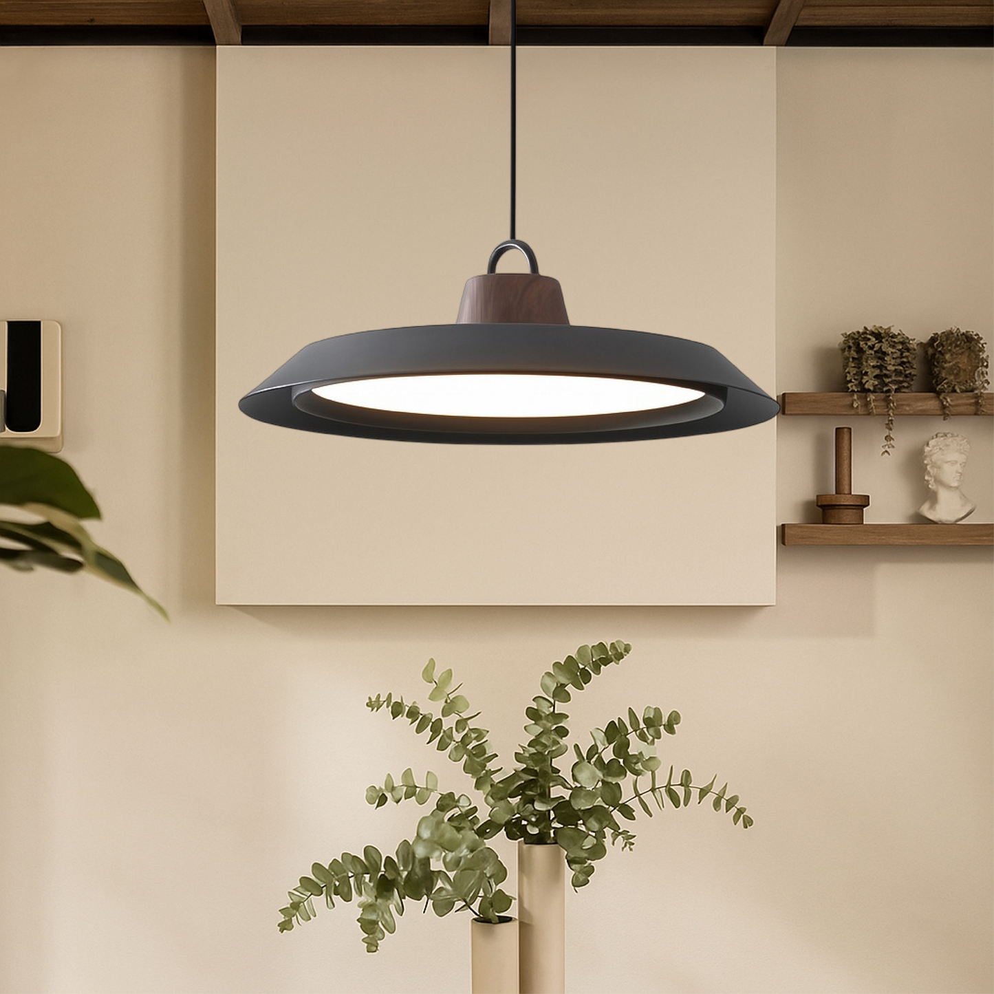Fidelight | Skandinavische Pendelleuchte aus Holz/Metall für elegantes Esszimmer 1