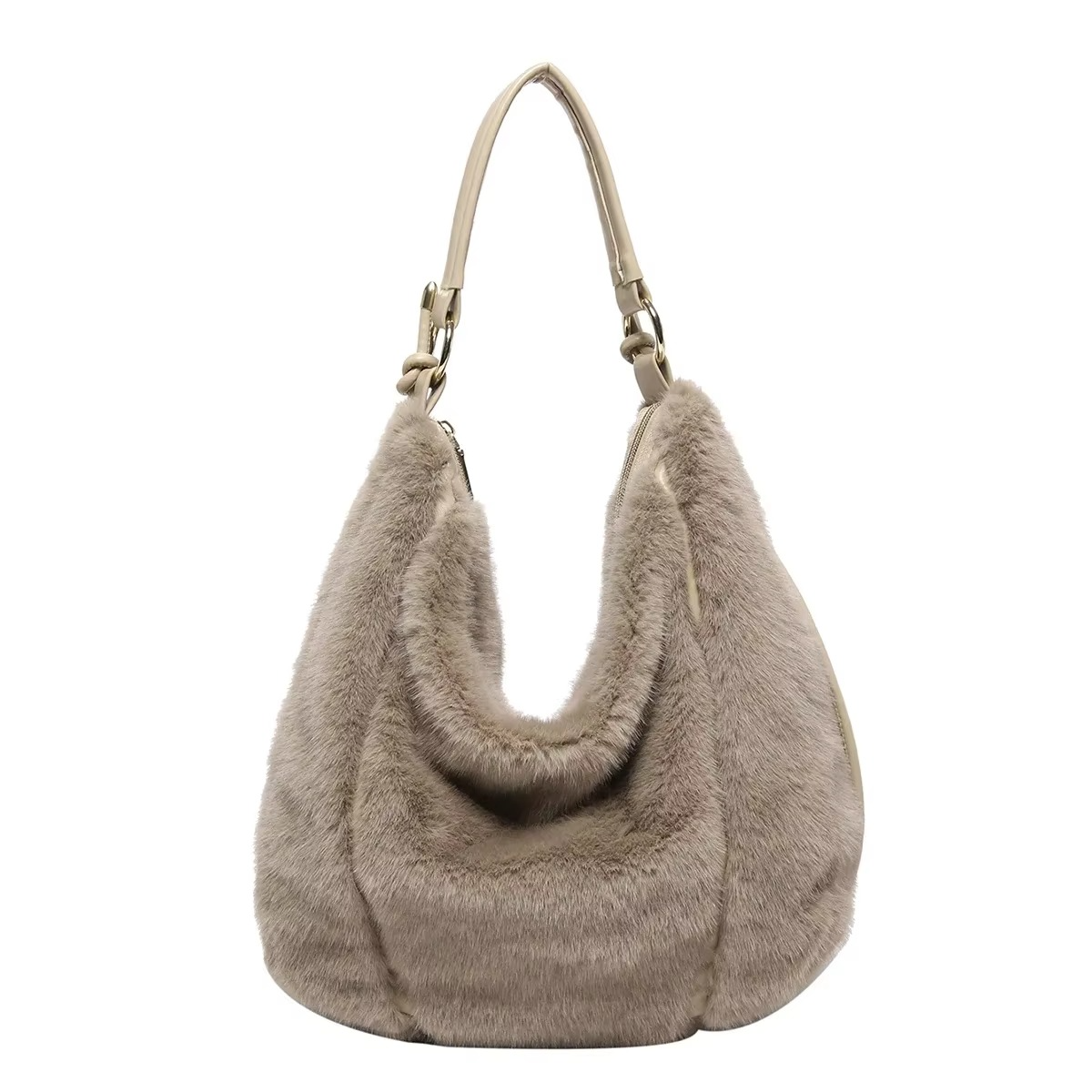 Flauschige Umhängetasche Damen mit Reißverschluss – Geräumige und Weiche Crossbody Bag für Freizeit und Winteroutfits 1