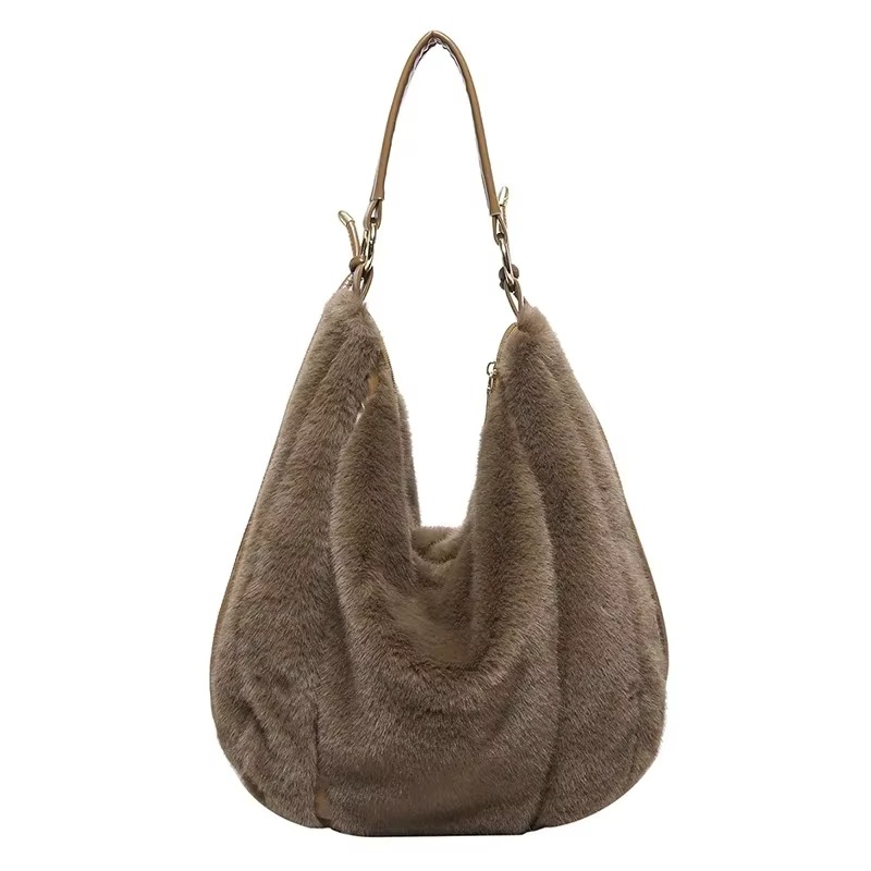 Flauschige Umhängetasche Damen mit Reißverschluss – Geräumige und Weiche Crossbody Bag für Freizeit und Winteroutfits 2