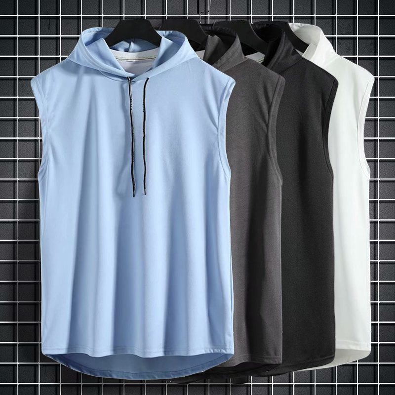 Herren Ärmelloses Sporthemd Flex-Fit Atmungsaktiv mit Kapuze-6
