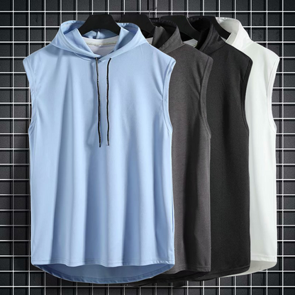 Herren Ärmelloses Sporthemd Flex-Fit Atmungsaktiv mit Kapuze-6