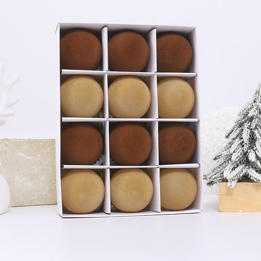 Fluwelige Weihnachtsbaumkugeln Set – 12 Elegante, Gevlokte Weihnachtsornamente für Festliche Dekoration 0