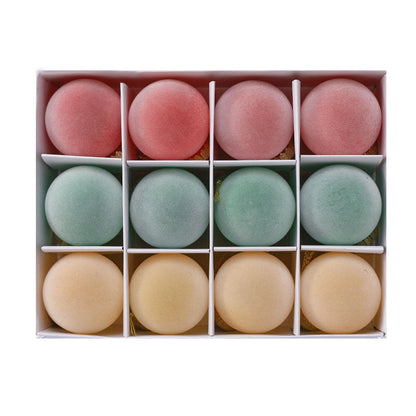 Fluwelige Weihnachtsbaumkugeln Set – 12 Elegante, Gevlokte Weihnachtsornamente für Festliche Dekoration 3