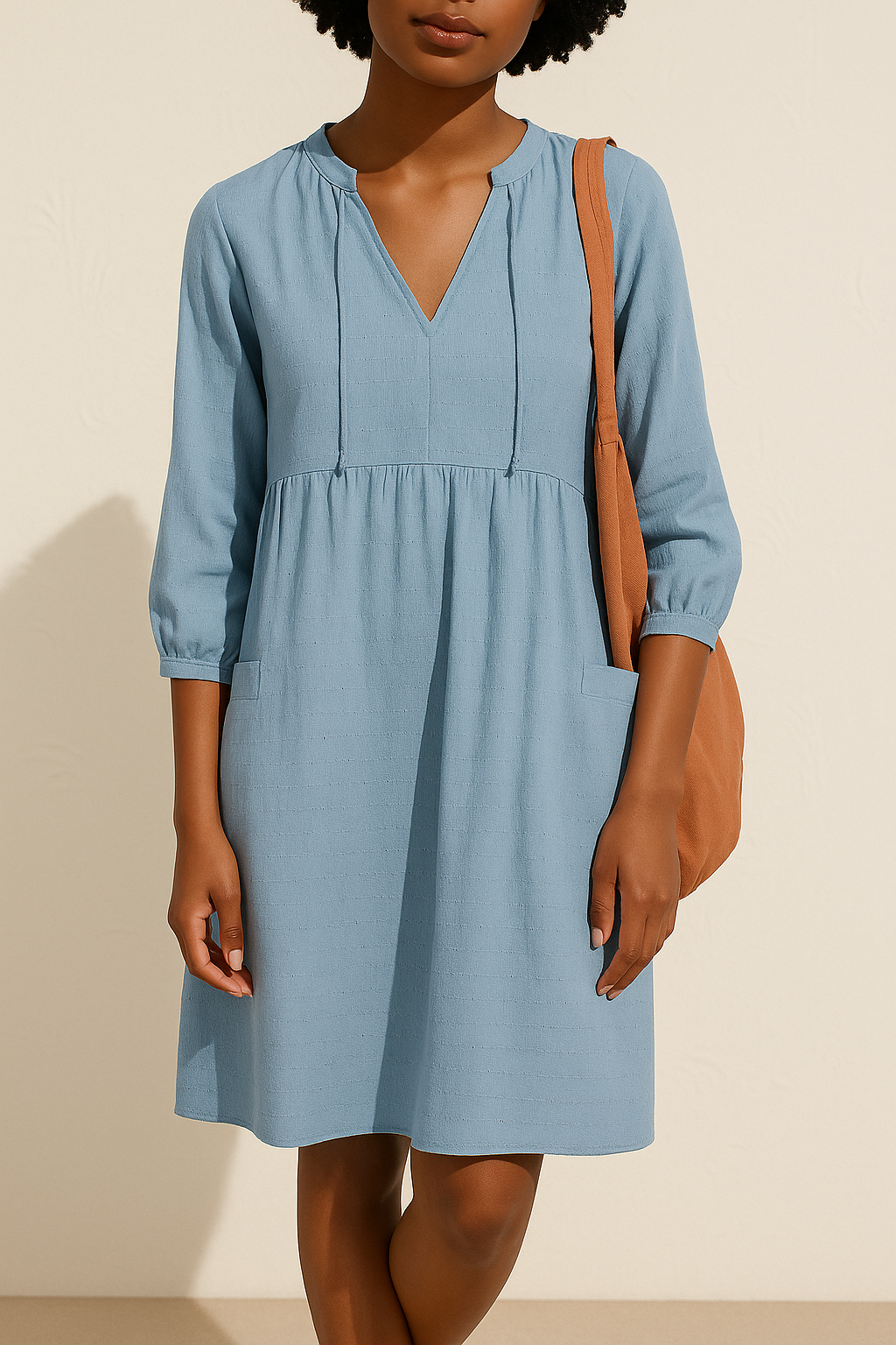 Damen Hemdkleid Blau Größe M Leinen - Lässiges Hemdblusenkleid für Freizeit und Alltag-1