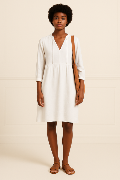 Damen Hemdkleid Blau Größe M Leinen - Lässiges Hemdblusenkleid für Freizeit und Alltag-5