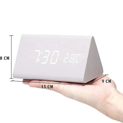 Funkwecker Digital Holzoptik mit Temperaturanzeige Einstellbarer Helligkeit 3