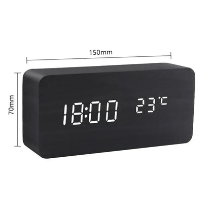 Funkwecker Digital Holzoptik mit Temperaturanzeige Einstellbarer Helligkeit 5