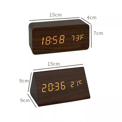 Funkwecker Digital Holzoptik mit Temperaturanzeige Einstellbarer Helligkeit 7