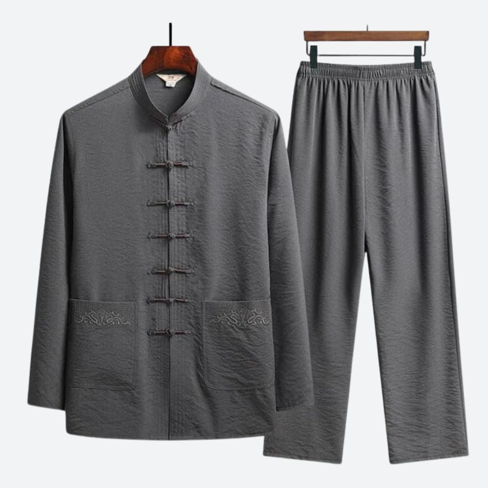 Herren Leinen Set Beige Größe M Atmungsaktiv-2