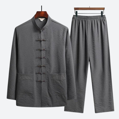 Herren Leinen Set Beige Größe M Atmungsaktiv-2
