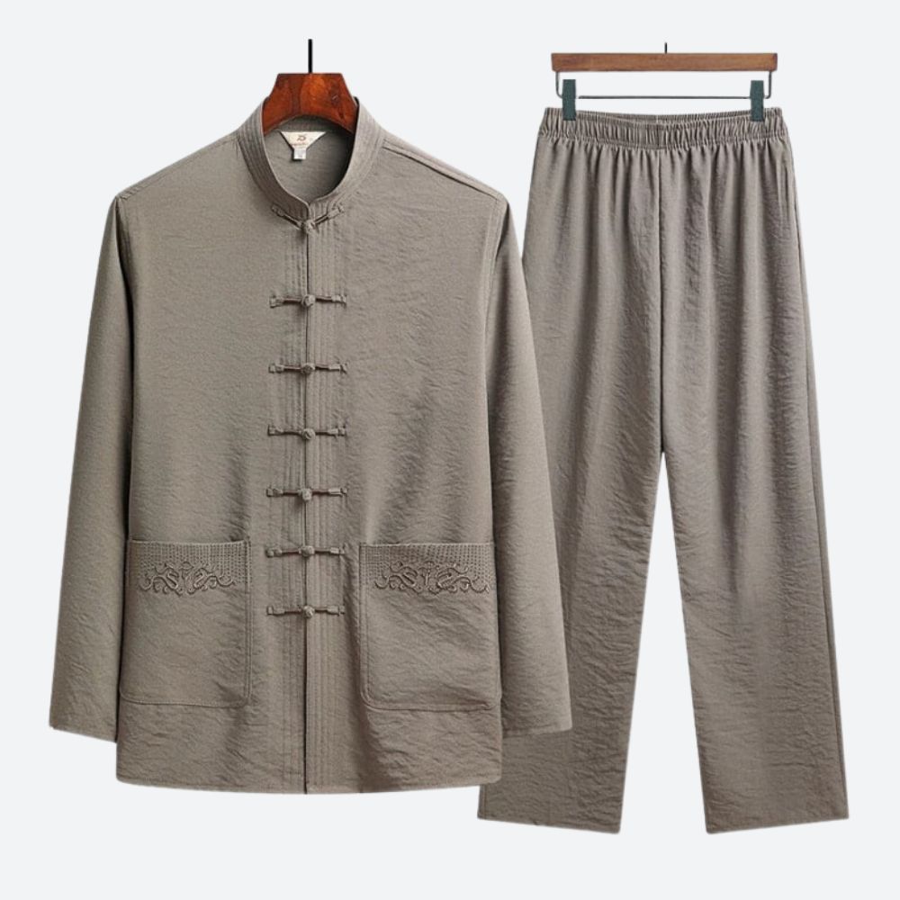 Variant image for Herren Leinen Set Beige Größe M Atmungsaktiv-1