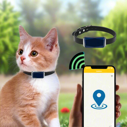 GPS Halsband für Katzen mit Echtzeit-Tracking – Leichtes Katzenhalsband mit GPS und mobiler App zur Standortverfolgung 0